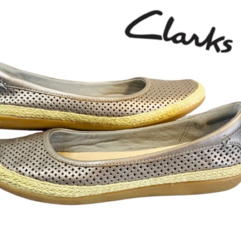 Clarks Collection Danelly Adira Silver Slip On Shoes Size 9